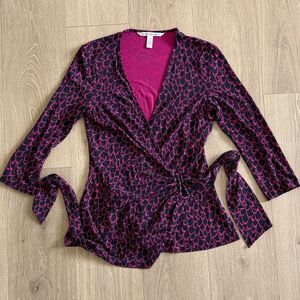 Vintage DVF Pink and Black Wrap Top sz. L